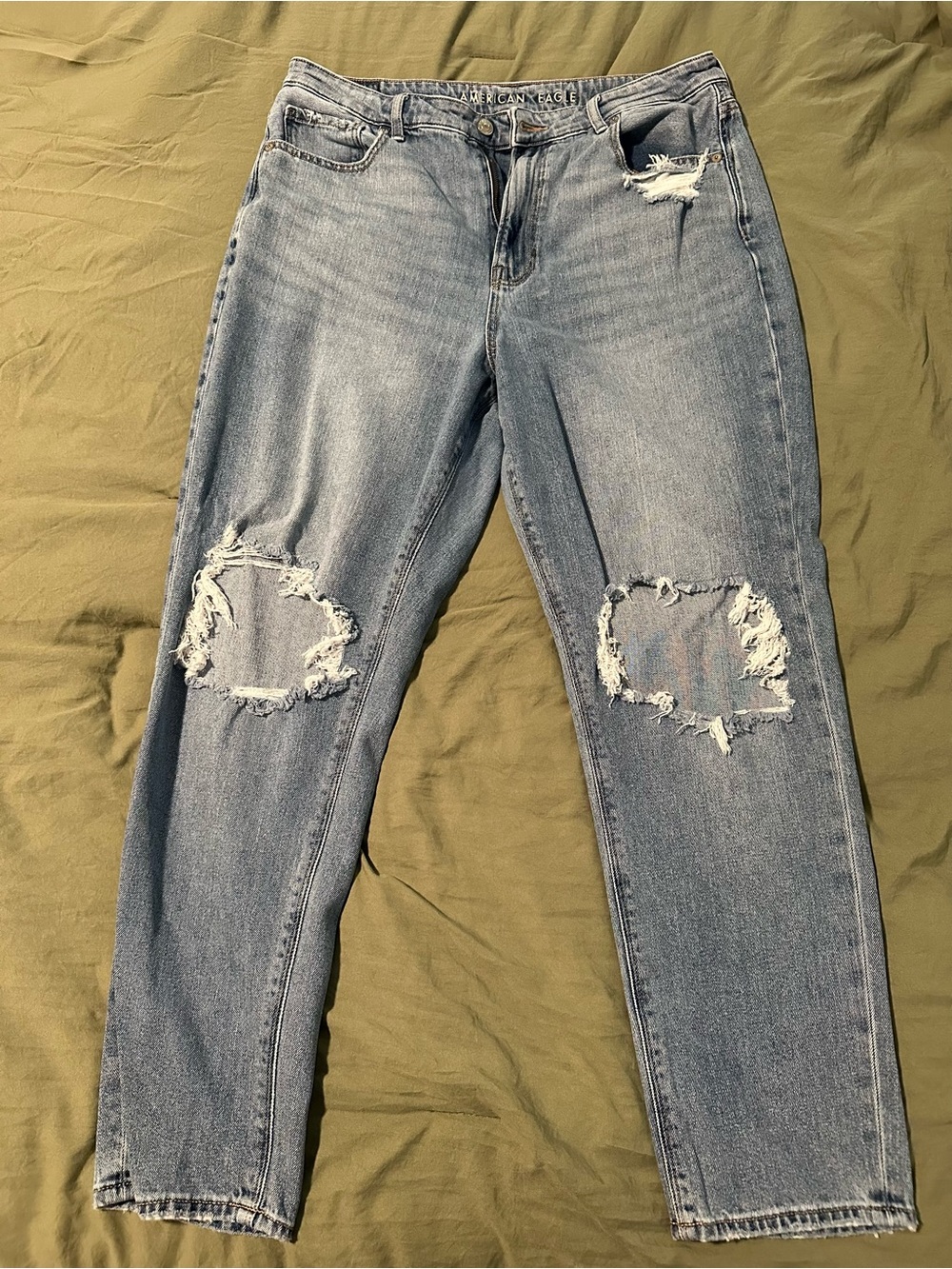 American Eagle Outfitters Distressed Light Blue Mom Jeans